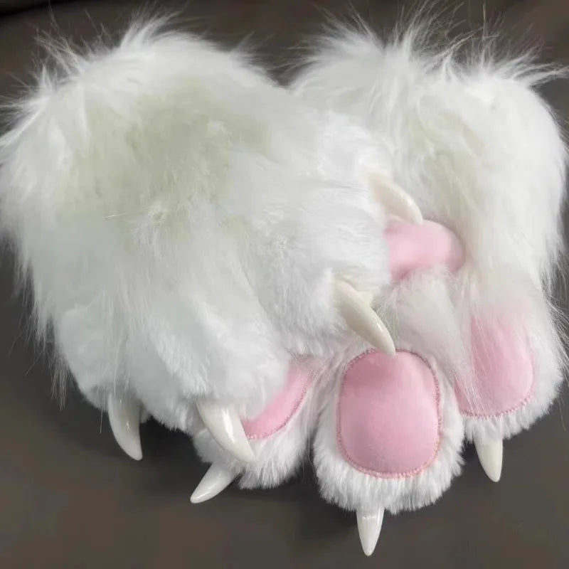Plush Fluffy Cat Paw Gloves: Cozy, Squeaky, Anime Cosplay Accessory