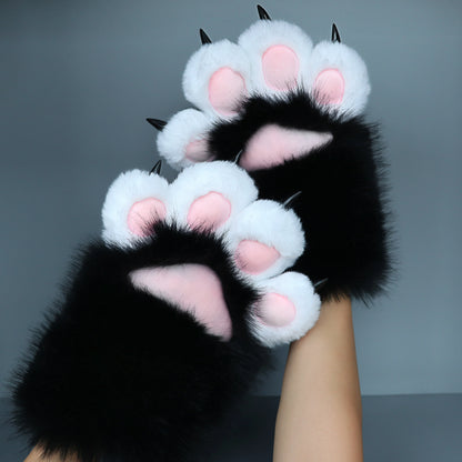 Plush Fluffy Cat Paw Gloves: Cozy, Squeaky, Anime Cosplay Accessory